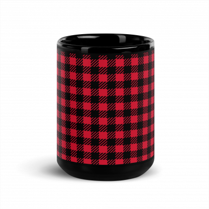 Red and Black Plaid Flannel Black Glossy Mug Cup 11oz or 15oz - Image 7