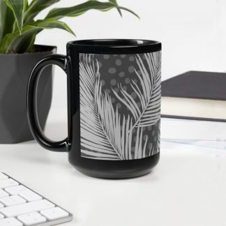 Palm Summer Black Glossy Mug