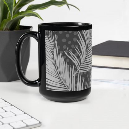 Palm Summer Black Glossy Mug