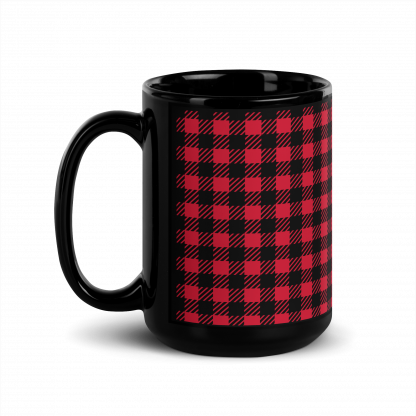 Red and Black Plaid Flannel Black Glossy Mug Cup 11oz or 15oz