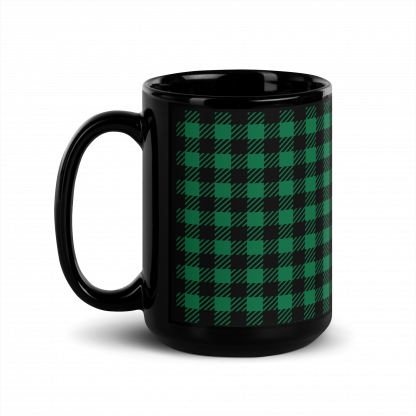 Black and Green Flannel Plaid Checks Glossy Mug Cup 110z or 15oz - Image 6