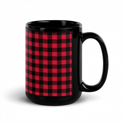 Red and Black Plaid Flannel Black Glossy Mug Cup 11oz or 15oz - Image 8