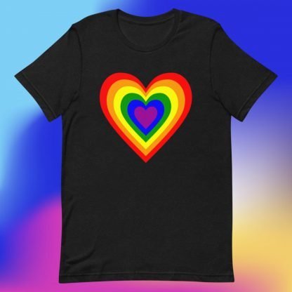 Big Bright PRIDE Flag Heart Tee - Color Options - Image 2