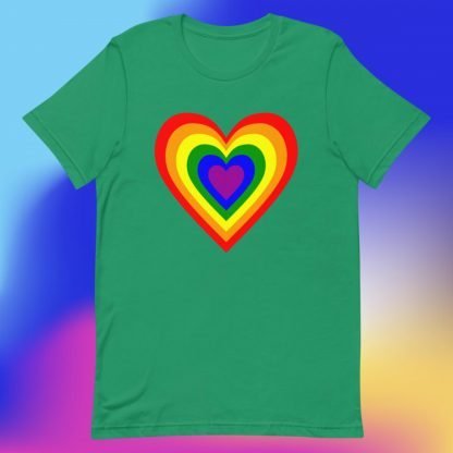 Big Bright PRIDE Flag Heart Tee - Color Options - Image 4