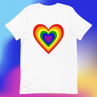 Big Bright PRIDE Flag Heart Tee - Color Options - Image 7