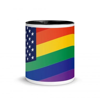 LGBTQ Owned Shop American PRIDE Flag Mug with Color Accent Options - Image 3