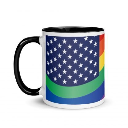 LGBTQ Owned Shop American PRIDE Flag Mug with Color Accent Options - Image 4