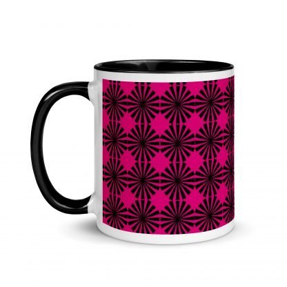 MCM Inspired Pink and Black Mug Cup with Black Color Accents