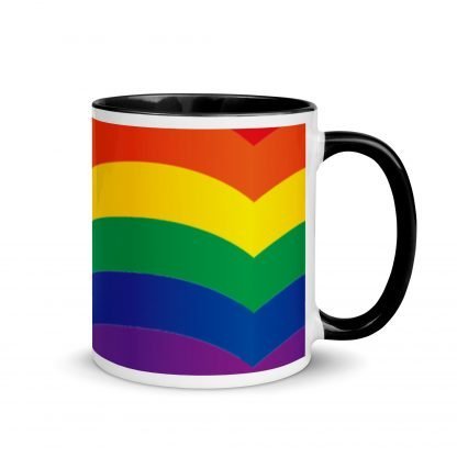 LGBTQ Owned Shop American PRIDE Flag Mug with Color Accent Options - Image 2