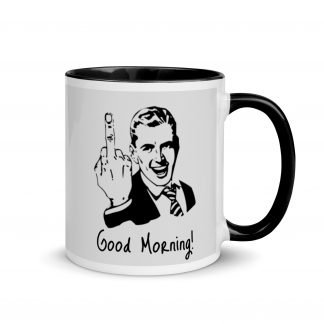 Middle Finger Morning Mug Cup with Accent Color Options