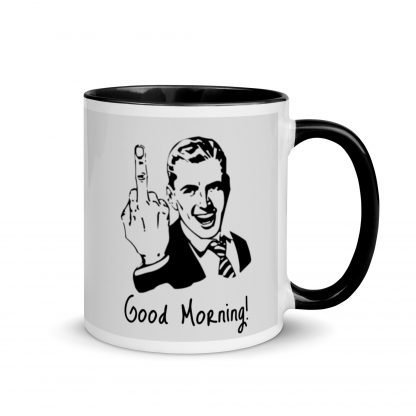 Middle Finger Morning Mug Cup with Accent Color Options