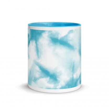 Aqua Summer Tye-Dye Design Mug Cup with Accent Color - Image 3