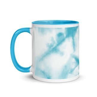 Aqua Summer Tye-Dye Design Mug Cup with Accent Color
