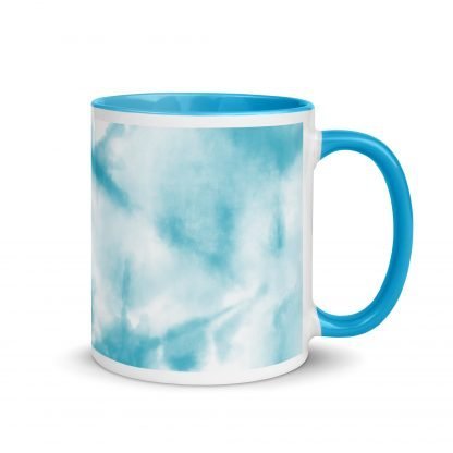 Aqua Summer Tye-Dye Design Mug Cup with Accent Color - Image 2