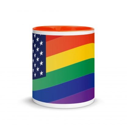 LGBTQ Owned Shop American PRIDE Flag Mug with Color Accent Options - Image 8