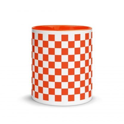 Orange Checkerboard Mug Cup with Color Accents - Image 3