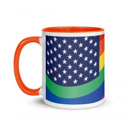 LGBTQ Owned Shop American PRIDE Flag Mug with Color Accent Options - Image 9