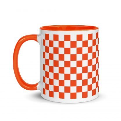 Orange Checkerboard Mug Cup with Color Accents