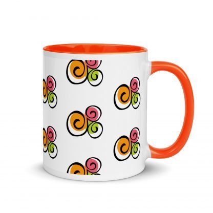 90s Vibe Flower Abstract Design Mug Cup with Color Accent Options