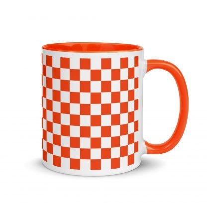 Orange Checkerboard Mug Cup with Color Accents - Image 2