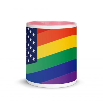 LGBTQ Owned Shop American PRIDE Flag Mug with Color Accent Options - Image 14