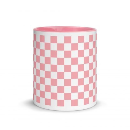 Pink Checkerboard Mug Cup with Color Accents - Image 3