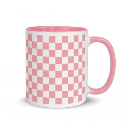 Pink Checkerboard Mug Cup with Color Accents - Image 2