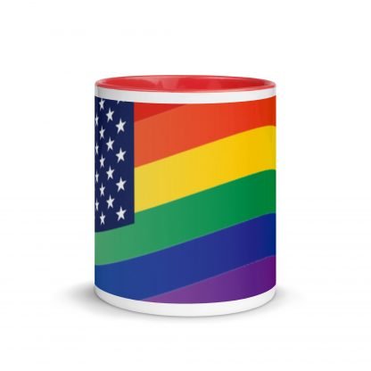 LGBTQ Owned Shop American PRIDE Flag Mug with Color Accent Options - Image 6