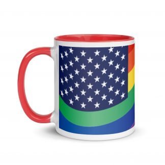 LGBTQ Owned Shop American PRIDE Flag Mug with Color Accent Options