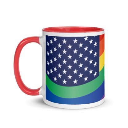LGBTQ Owned Shop American PRIDE Flag Mug with Color Accent Options