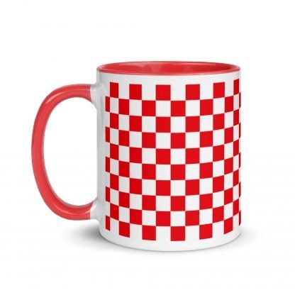 Red Checkerboard Mug Cup with Color Accents