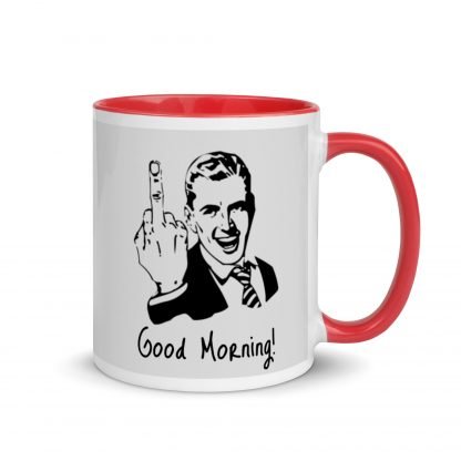 Middle Finger Morning Mug Cup with Accent Color Options - Image 4