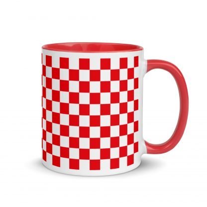 Red Checkerboard Mug Cup with Color Accents - Image 2