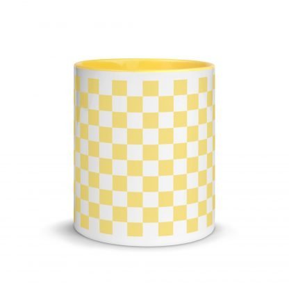 Yellow Sunshine Checkerboard Mug Cup with Color Accents - Image 3