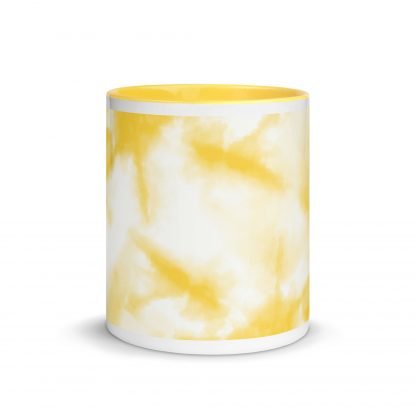 Tie Dye Sunshine Yellow Mug Cup with Accent Color - Image 3