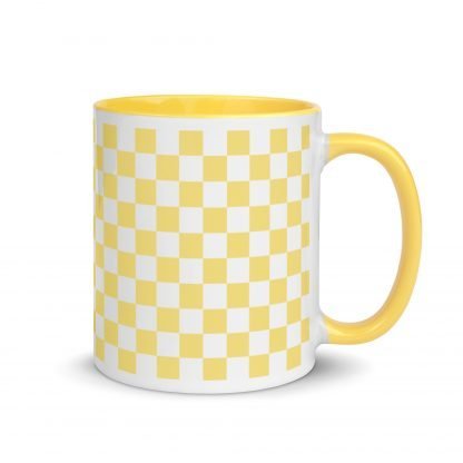 Yellow Sunshine Checkerboard Mug Cup with Color Accents - Image 2