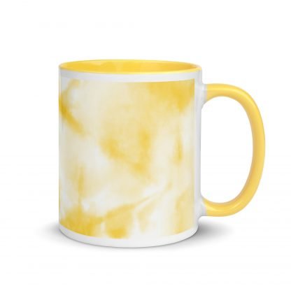 Tie Dye Sunshine Yellow Mug Cup with Accent Color - Image 2
