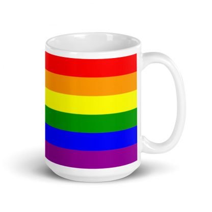 PRIDE Rainbow Flag Coffee White Glossy Cup Mug 15oz