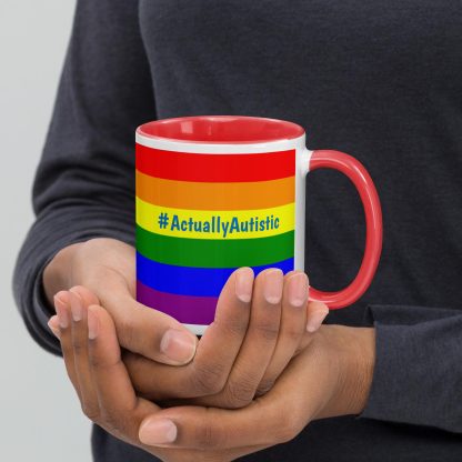 #ActuallyAutistic PRIDE Flag Coffee Cup with Color Options! - Image 3